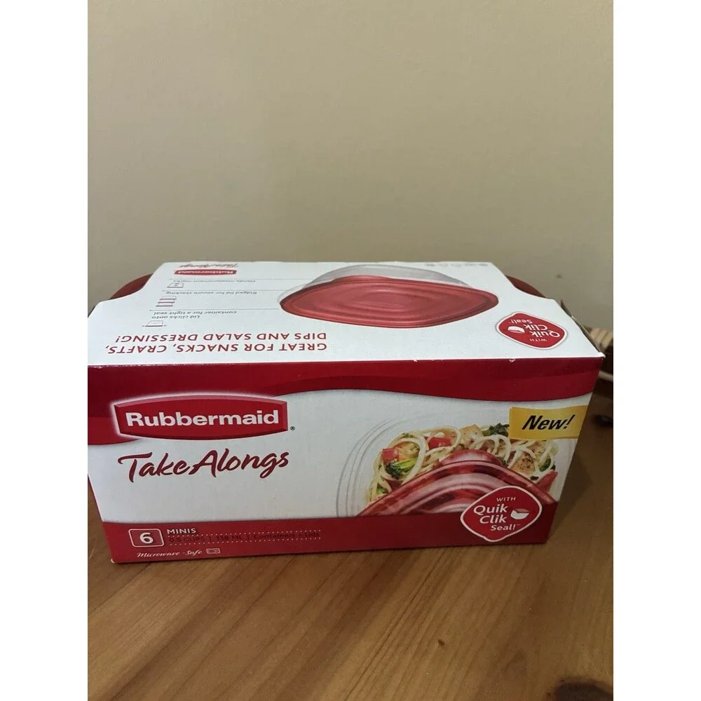 Rubbermaid TakeAlongs Red Food Storage Containers Set 6 MINIS 0.5 CUPS NEW